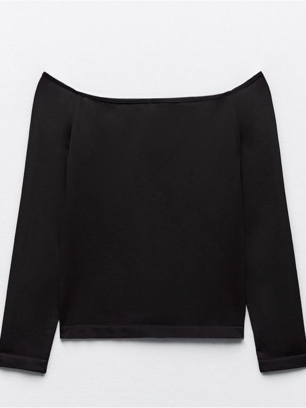 Zara Black Off-Shoulder Long Sleeve Top